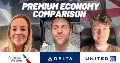 Video thumbnail of Nicky, Maren, and Liam flying US premium economy