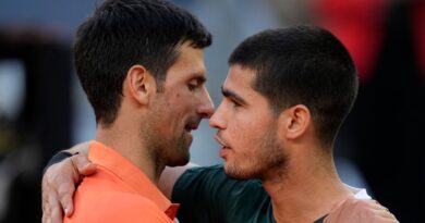 Carlos Alcaraz and Novak Djokovic (Associated Press)