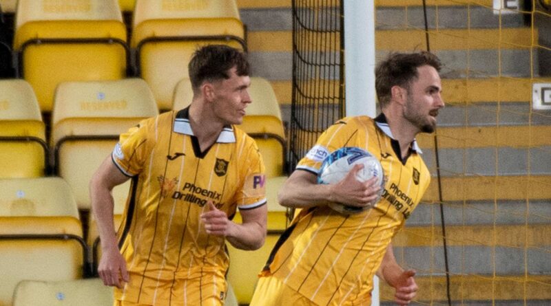 Livingston's Andrew Shinnie celebrates his goal