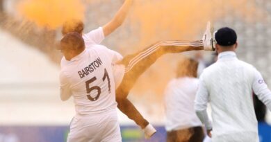 Jonny Bairstow tackles a "Just Stop Oil" protestor at Lord's