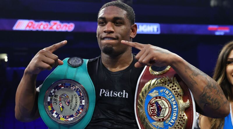 Jared Anderson celebrates after defeating Charles Martin