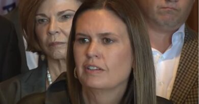 Sarah Huckabee Sanders answers questions from reporters.