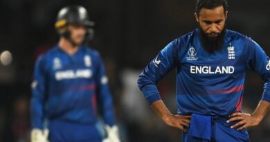 Adil Rashid shows his disappointment after being hit for six against Sri Lanka