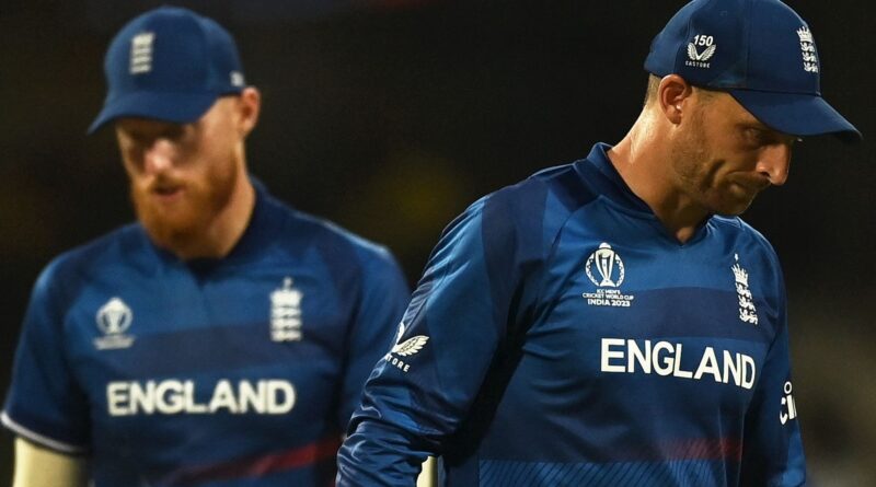 Ben Stokes and Jos Buttler show their dejection during England's defeat by Sri Lanka