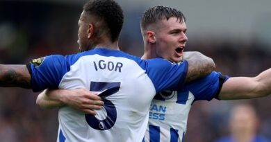 Evan Ferguson celebrates his goal with team-mate Igor