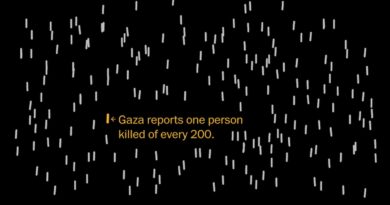 Gaza reports more than 11,100 killed. That’s one out of every 200 people.