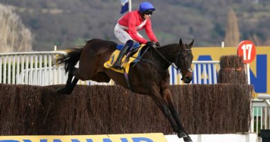 Allaho ridden by Paul Townend on their way to winning the Ryanair Chase (Registered As The Festival Trophy) during day three of the Cheltenham Festival at Cheltenham Racecourse. Picture date: Thursday March 17, 2022.