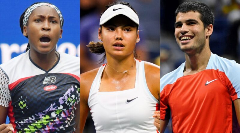 Coco Gauff, Emma Raducanu and Carlos Alcaraz at the US Open