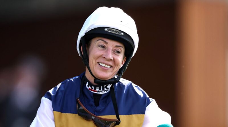 Hayley Turner riding Docklands celebrates winning the Britannia Stakes during day three of Royal Ascot