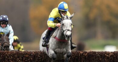 Heva Rose ridden by Charlie Deutsch wins The Win £2,000,000 with BETMGM'S Golden Goals Mares Handicap Steeple Chase at Lingfield