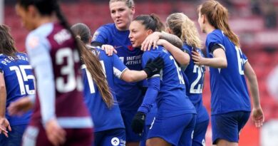 Chelsea's Johanna Kaneryd celebrates after scoring their sides third goal during the Barclays Women's Super League match at the Poundland Bescot Stadium, Walsall. Picture date: Saturday November 4, 2023.