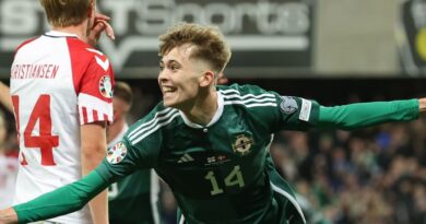 Northern Ireland's Isaac Price celebrates scoring their side's first goal of the game during the UEFA Euro 2024 qualifying match at Windsor Park, Belfast. Picture date: Monday November 20, 2023.