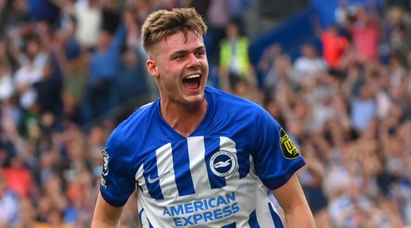 Evan Ferguson celebrates after opening the scoring for Brighton against Newcastle