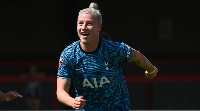 Bethany England celebrates after scoring against West Ham