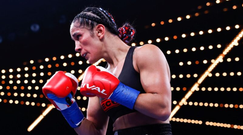 NEW YORK, NY - FEBRUARY 04: Amanda Serrano boxes against Erika Cruz to become the undisputed featherweight champion of the world on February 4, 2023 at the Hulu Theater at Madison Square Garden in New York. (Photo by Rich Graessle/Icon Sportswire) (Icon Sportswire via AP Images)