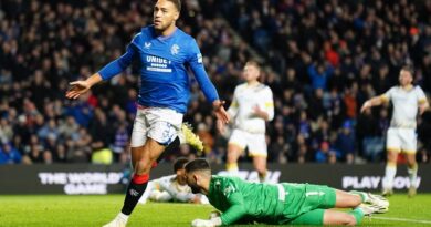 Cyriel Dessers celebrates scoring Rangers' opener against St Jonstone