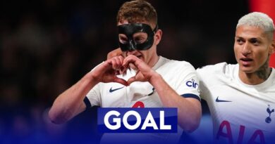 Tottenham Hotspur's Dejan Kulusevski (left) celebrates scoring their side's second goal of the game with team-mate Richarlison during the Premier League match at City Ground, Nottingham. Picture date: Friday December 15, 2023.