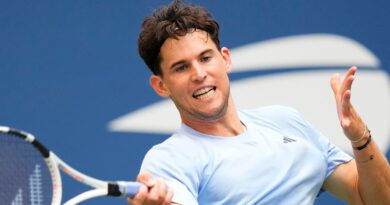 FILE - Dominic Thiem, of Austria, returns a shot to Ben Shelton, of the United States during the second round of the U.S. Open tennis championships on Aug. 30, 2023, in New York. Former U.S. Open champion Thiem had a brush with one of Australia's most venomous snakes during a qualifying match at the Brisbane International on Saturday, Dec. 30. (AP Photo/Frank Franklin II, File)