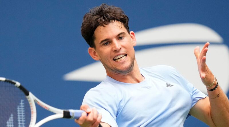 FILE - Dominic Thiem, of Austria, returns a shot to Ben Shelton, of the United States during the second round of the U.S. Open tennis championships on Aug. 30, 2023, in New York. Former U.S. Open champion Thiem had a brush with one of Australia's most venomous snakes during a qualifying match at the Brisbane International on Saturday, Dec. 30. (AP Photo/Frank Franklin II, File)