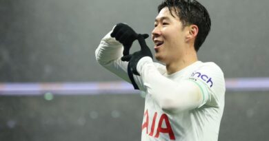 Heung-min Son celebrates after scoring Tottenham's second goal