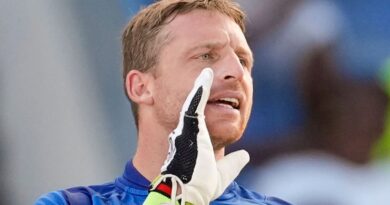 England's captain Jos Buttler..talks to teammates during the first ODI cricket match against West I dies at Sir Vivian Richards Stadium in North Sound, Antigua and Barbuda, Sunday, Dec. 3, 2023. (AP Photo/Ricardo Mazalan)