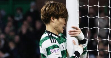 GLASGOW, SCOTLAND - DECEMBER 16: Celtic...s Kyogo Furuhashi during a cinch Premiership match between Celtic and Heart of Midlothian at Celtic Park, on December 16, 2023, in Glasgow, Scotland.  (Photo by Craig Foy / SNS Group)