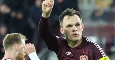 EDINBURGH, SCOTLAND - DECEMBER 30: Hearts' Lawrence Shankland celebrates fater making it 2-2 during a cinch Premiership match between Heart of Midlothian and Ross County at Tynecastle Park, on December 30, 2023, in Edinburgh, Scotland. (Photo by Roddy Scott / SNS Group)