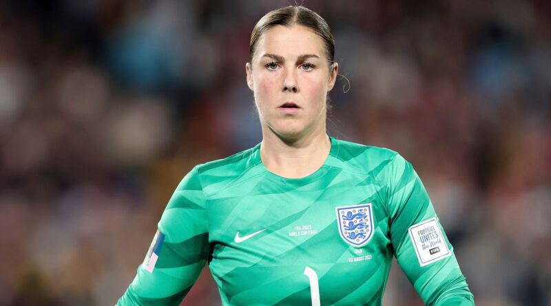 SYDNEY, AUSTRALIA - AUGUST 20: Mary Earps of England looks on during the Women's World Cup Final football match between the Spian and England at Stadium Australia on August 20, 2023 in Sydney, Australia. (Photo by Damian Briggs/Speed Media/Icon Sportswire) (Icon Sportswire via AP Images)