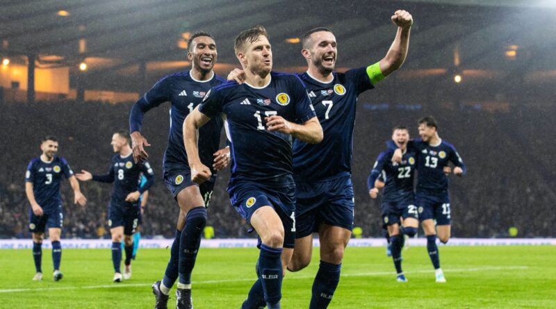 Scotland's Stuart Armstrong celebrates with John McGinn