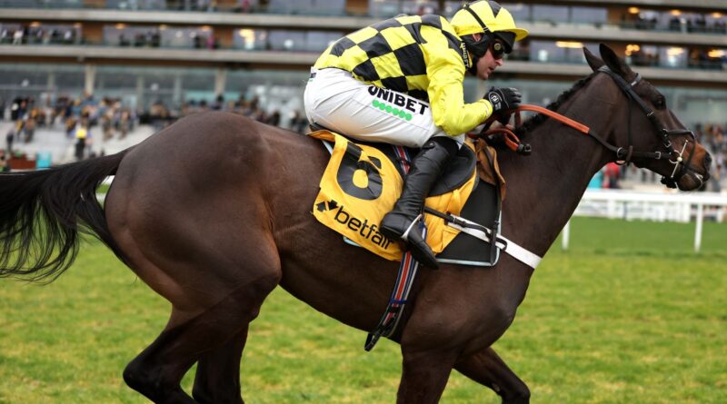 Shishkin ridden by jockey Nico de Boinville on their way to winning the Betfair Ascot Chase