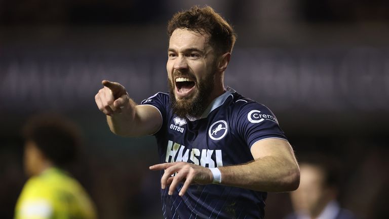 Tom Bradshaw of Millwall celebrates his goal