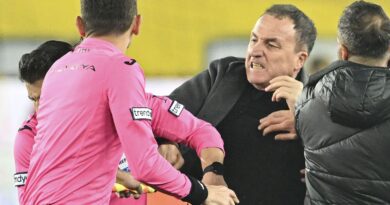 Faruk Koca, President of MKE Ankaragucu throws a punch to the referee Halil Umut Meler after the Turkish Super Lig week 15 football match between MKE Ankaragucu and Rizespor at Eryaman Stadium in Ankara, Turkiye on December 11, 2023