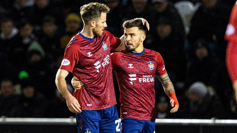 Kilmarnock's Marley Watkins celebrates with Daniel Armstrong