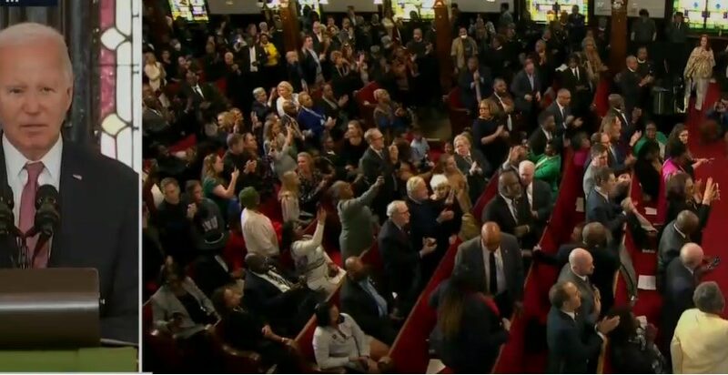 Biden interrupted by protesters at Mother Emanuel AME Church.