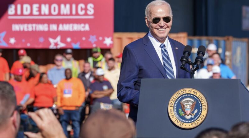 President Biden delivers remarks on Bidenomics at the Tioga Marine Terminal in Philadelphia, Pennsylvania.