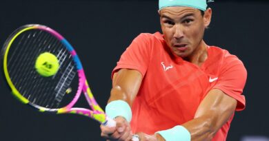 Rafael Nadal of Spain plays a shot in his match against Jason Kubler of Australia during the Brisbane International tennis tournament in Brisbane, Australia, Thursday, Jan. 4, 2024. (AP Photo/Tertius Pickard)