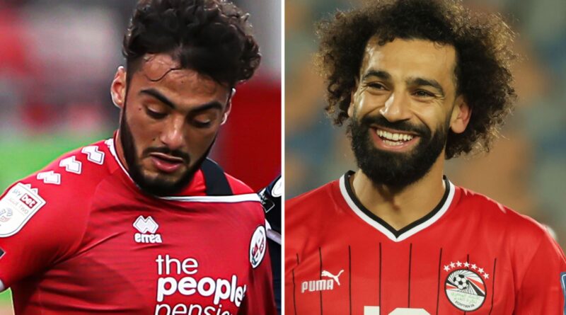 Tarryn Allarakhia, pictured during his time with Crawley Town, and Egypt's Mohamed Salah